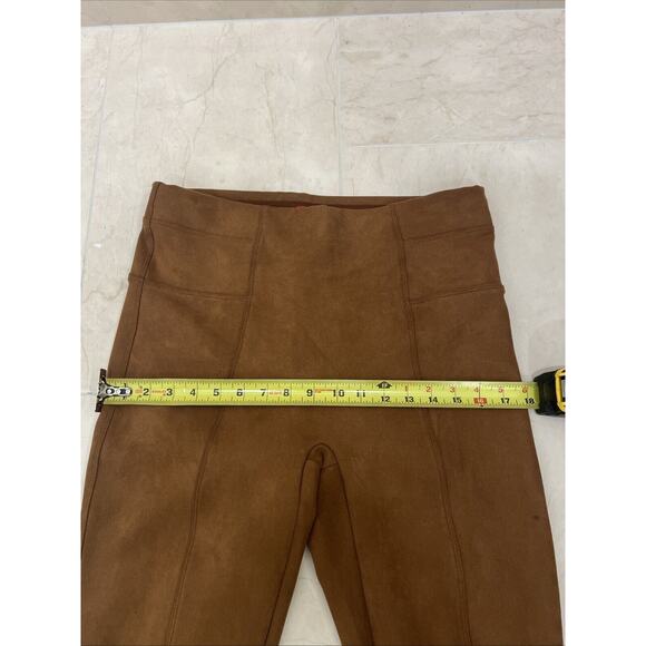 EUC Spanx Sz XL Extra Large Faux Suede Brown Leggings Pants Caramel Stretch - Picture 8 of 11